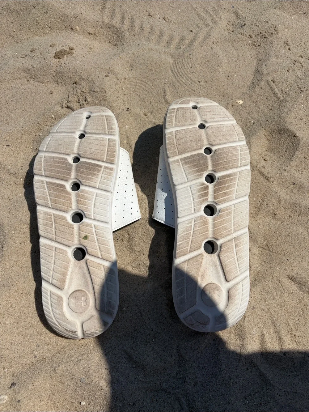 Under Armour White and Black Adjustable Slide Sandals